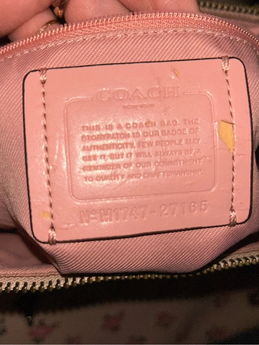 COACH Pink Floral Tote with Beige Trim